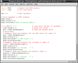 A typical Python programme running on Remote Desktop software.