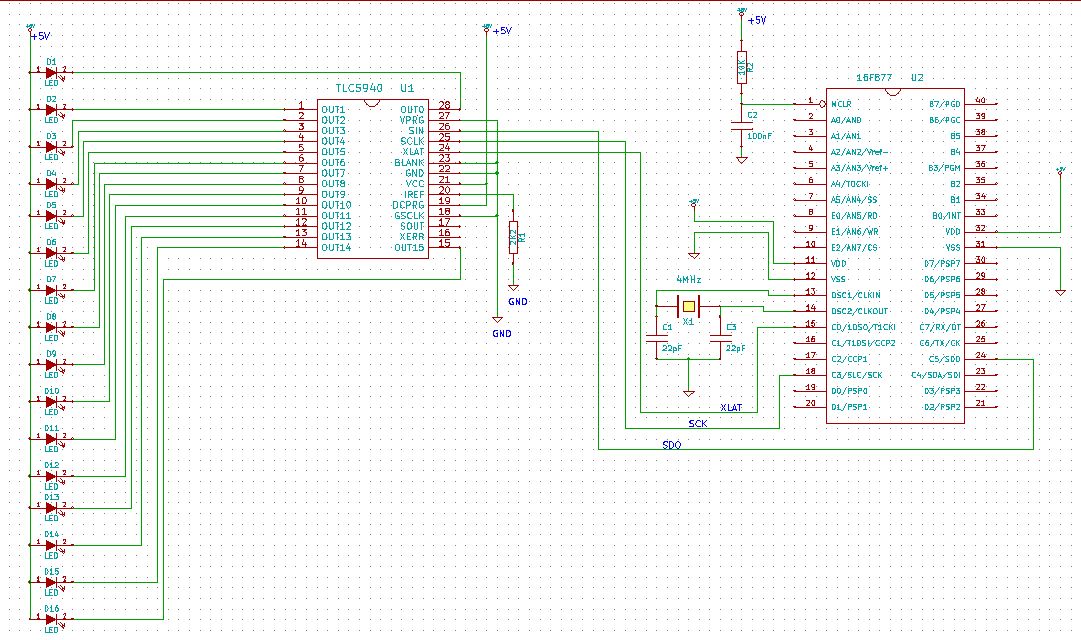 schema pour commander 16 leds