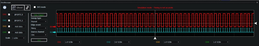 Flowcode screenshot of Oscilloscope